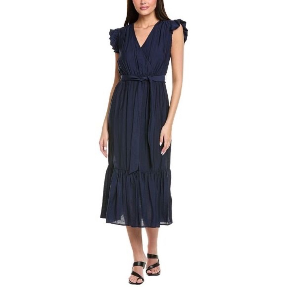 NEW Sam Edelman Womens Tie Waist Midi Dress Blue
